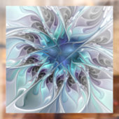 Abstracte matige bloem met blauw raamsticker (Vel 2)