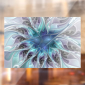 Abstracte matige bloem met blauw raamsticker (Vel 2)