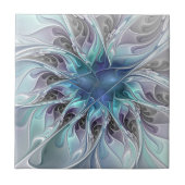 Abstracte matige bloem met blauw tegeltje (Voorkant)