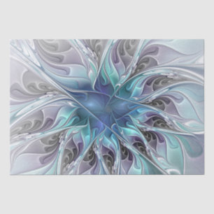 Abstracte matige bloem met blauw tissuepapier