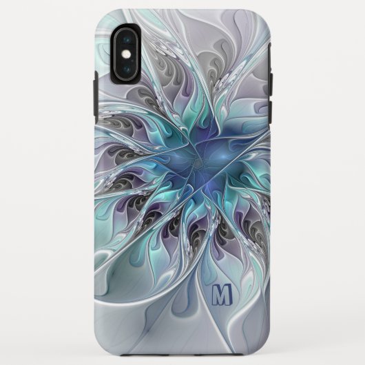 Abstracte matige fractale ventilator met blauw mon Case-Mate iPhone case (Achterkant)