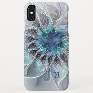 Abstracte matige fractale ventilator met blauw mon iPhone XS max hoesje