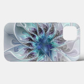 Abstracte matige fractale ventilator met blauw mon Case-Mate iPhone case (Achterkant (horizontaal))