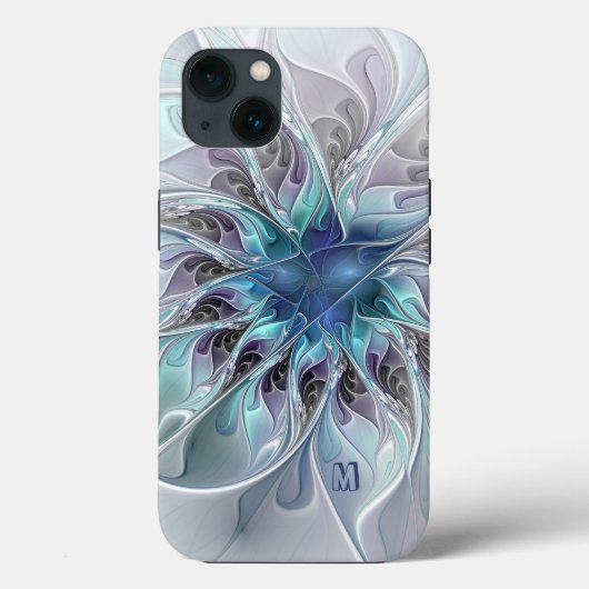 Abstracte matige fractale ventilator met blauw mon Case-Mate iPhone case (Achterkant)