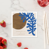 Abstracte Matisse Blue Brown Custom Name Wedding Servet (Insitu)