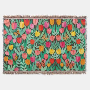Abstracte Matisse-tulpen Vlinders Dekens Deken