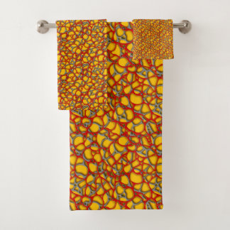 Abstracte mazen op geel. bad handdoek