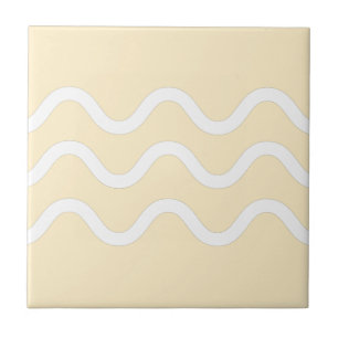 Abstracte meer golven beige en wit tegeltje