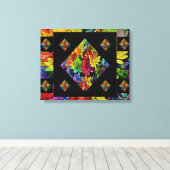 Abstracte, meerkleurige Floral Art (20 x 16) Canvas Afdruk (Insitu (Houten vloer))