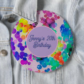 Abstracte meerkleurige Happy Birthday Bokeh Ronde Button 6,0 Cm (In situ)