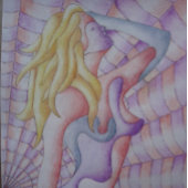 abstracte meerkleurige roze pooiemdame retro legpuzzel