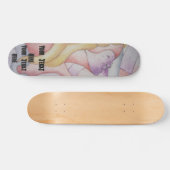 abstracte meerkleurige roze pooiemdame retro skateboard (Horizontaal)