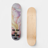 abstracte meerkleurige roze pooiemdame retro skateboard (Voorkant)