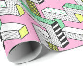 Abstracte Memphis: 80s geometrische vormen. Cadeaupapier (Rol Hoek)