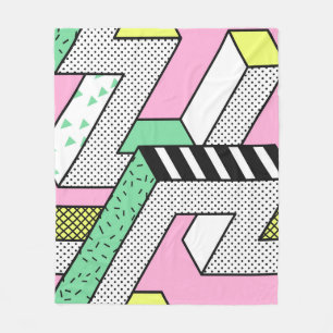 Abstracte Memphis: 80s geometrische vormen. Fleece Deken