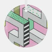 Abstracte Memphis: 80s geometrische vormen. Glas Ornament (Voorkant)