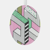 Abstracte Memphis: 80s geometrische vormen. Glas Ornament (Voorkant Rechts)