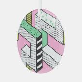 Abstracte Memphis: 80s geometrische vormen. Glas Ornament (Voorkant links)