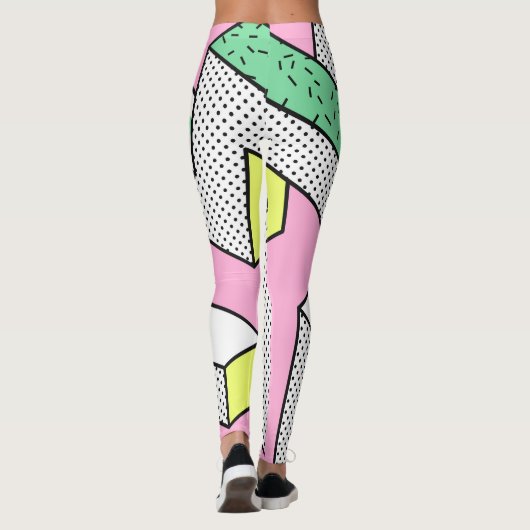 Abstracte Memphis: 80s geometrische vormen. Leggings (Achterkant)