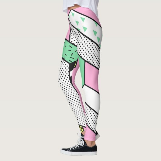 Abstracte Memphis: 80s geometrische vormen. Leggings (Links)