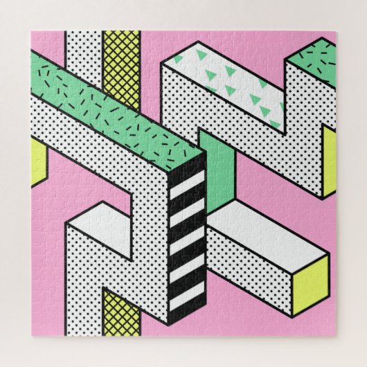 Abstracte Memphis: 80s geometrische vormen. Legpuzzel (Verticaal)