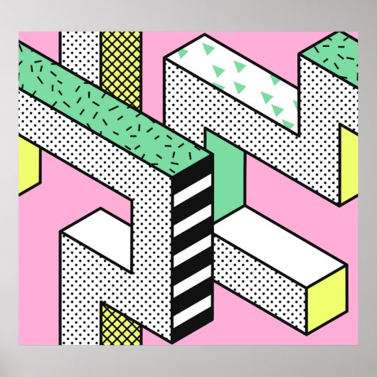 Abstracte Memphis: 80s geometrische vormen. Poster (Voorkant)