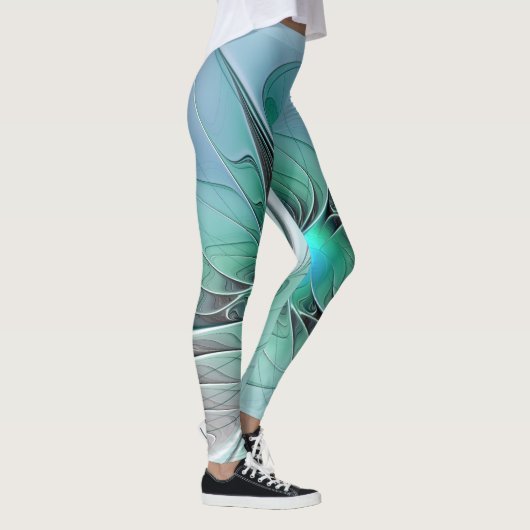 Abstracte met blauw, modern fractal art leggings (Rechts)