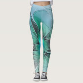 Abstracte met blauw, modern fractal art leggings (Voorkant)