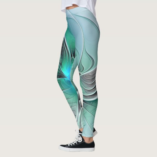 Abstracte met blauw, modern fractal art leggings (Links)