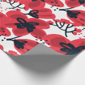 Abstracte, met de hand getekende rode bloemen naad cadeaupapier (Hoek)