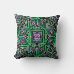 Abstracte, met sierbekleding gestreepte, groene, d kussen