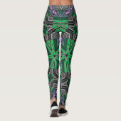 Abstracte, met sierbekleding gestreepte, groene, d leggings (Achterkant)