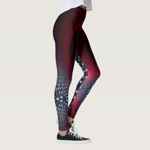 Abstracte Metallic Echo Kamer met Rode Geluidsgolf Leggings
