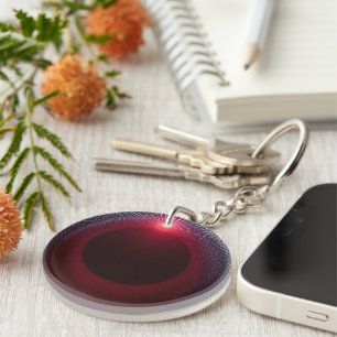 Abstracte Metallic Echo Kamer met Rode Geluidsgolf Sleutelhanger