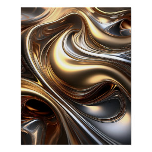 Abstracte Metallic Flow – Slanke Liquid Metal Art Perfect Poster