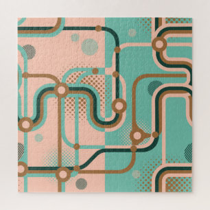 Abstracte metrokaart, dubbele patronen. legpuzzel