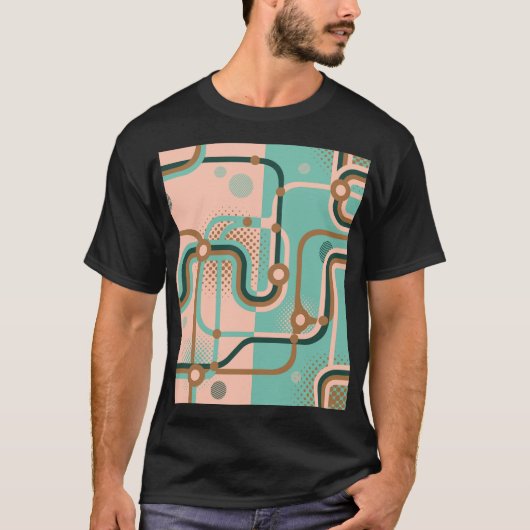 Abstracte metrokaart, dubbele patronen. t-shirt (Voorkant)