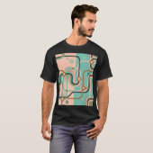Abstracte metrokaart, dubbele patronen. t-shirt (Voorkant volledig)