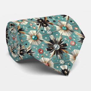 Abstracte Mid-Century Modern Sterrenexplosie Diama Stropdas