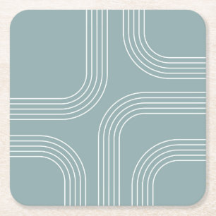 Abstracte Mid Century stijl lijnkunst Vierkante Kartonnen Onderzetter