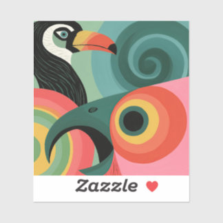Abstracte midcentury toekan geometrische vogel sticker