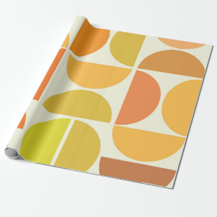 Abstracte middeleeuwse moderne cirkels oranje geel cadeaupapier