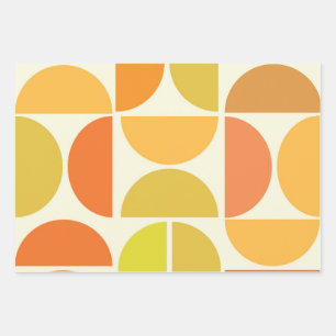Abstracte middeleeuwse moderne cirkels oranje geel inpakpapier vel