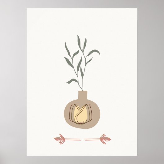 Abstracte minimal Boho stijl design bladplanter Poster (Voorkant)