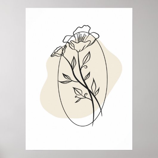 Abstracte minimal Boho stijl ontwerp bloembloemen Poster (Voorkant)
