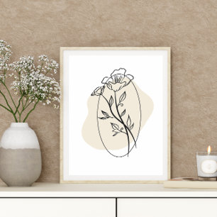Abstracte minimal Boho stijl ontwerp bloembloemen Poster