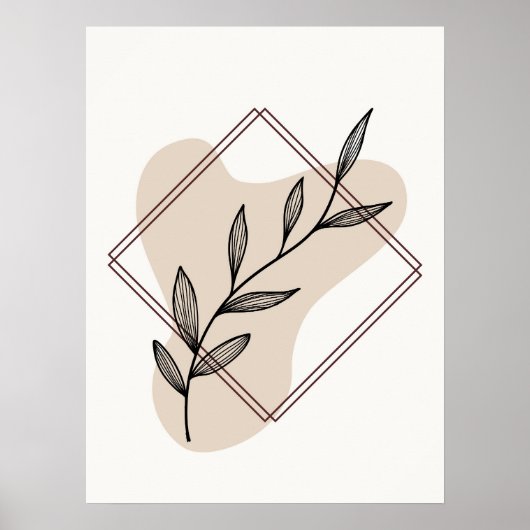 Abstracte Minimal Boho Style Design Leaf Botanical Poster (Voorkant)