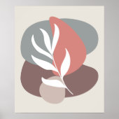 Abstracte Minimal White Leaf Moderne uitsparingen  Poster (Voorkant)