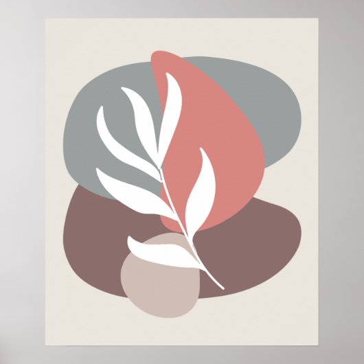Abstracte Minimal White Leaf Moderne uitsparingen Poster (Voorkant)