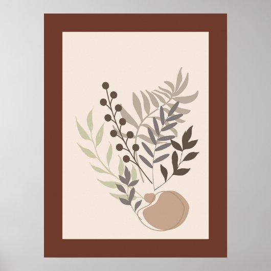 Abstracte minimale Boho stijl bladeren blad botani Poster (Voorkant)